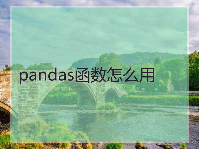 pandas函数怎么用