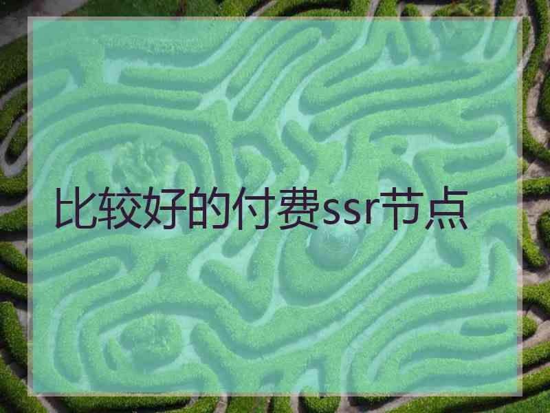 比较好的付费ssr节点