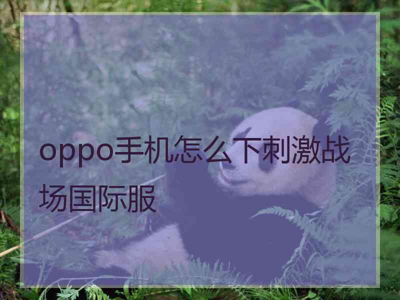 oppo手机怎么下刺激战场国际服