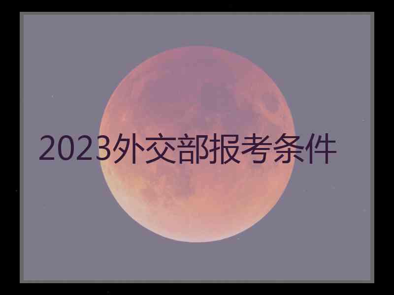 2023外交部报考条件