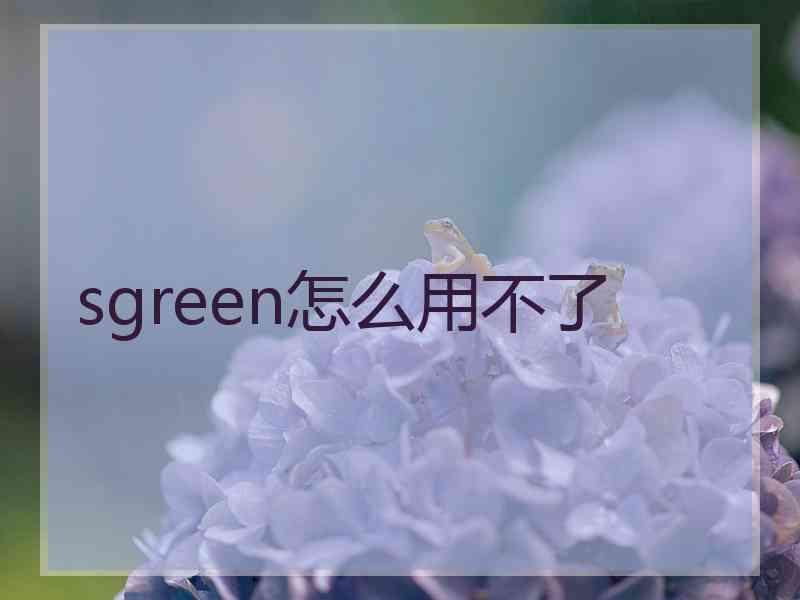 sgreen怎么用不了