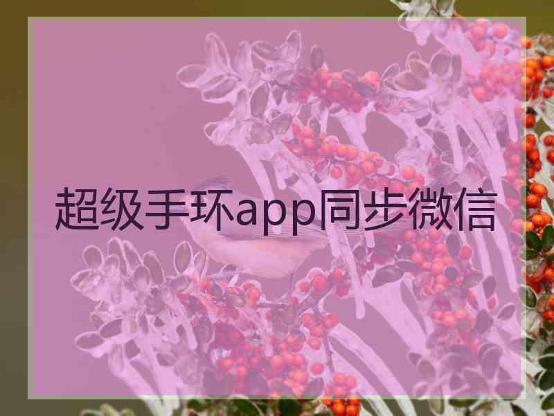 超级手环app同步微信