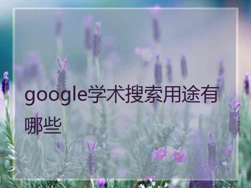 google学术搜索用途有哪些