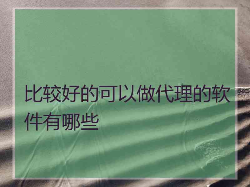 比较好的可以做代理的软件有哪些