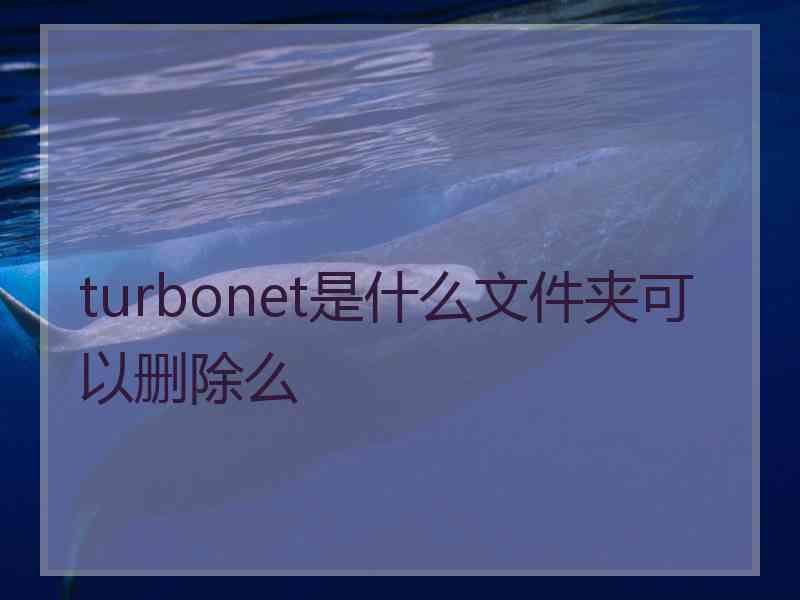 turbonet是什么文件夹可以删除么