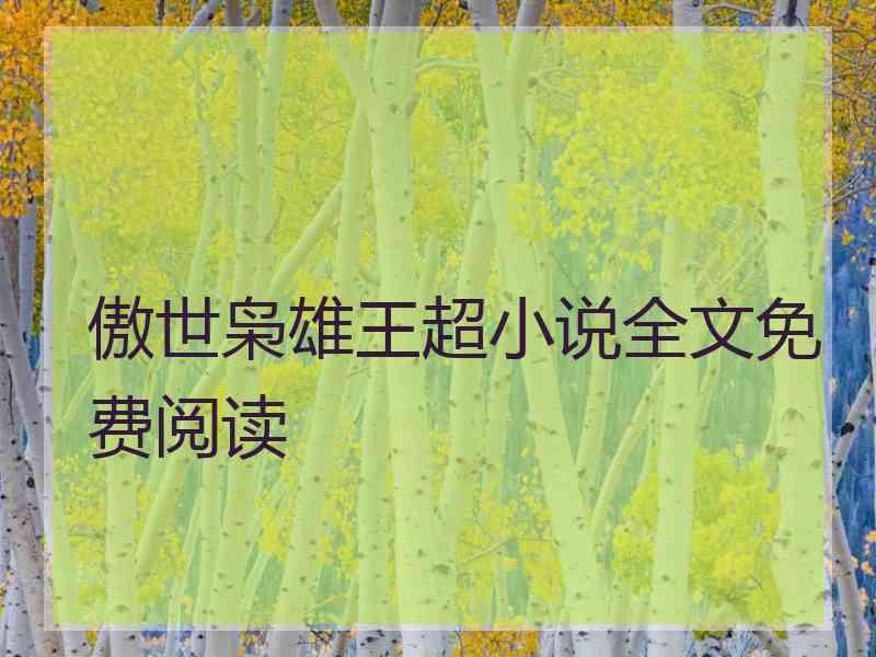 傲世枭雄王超小说全文免费阅读