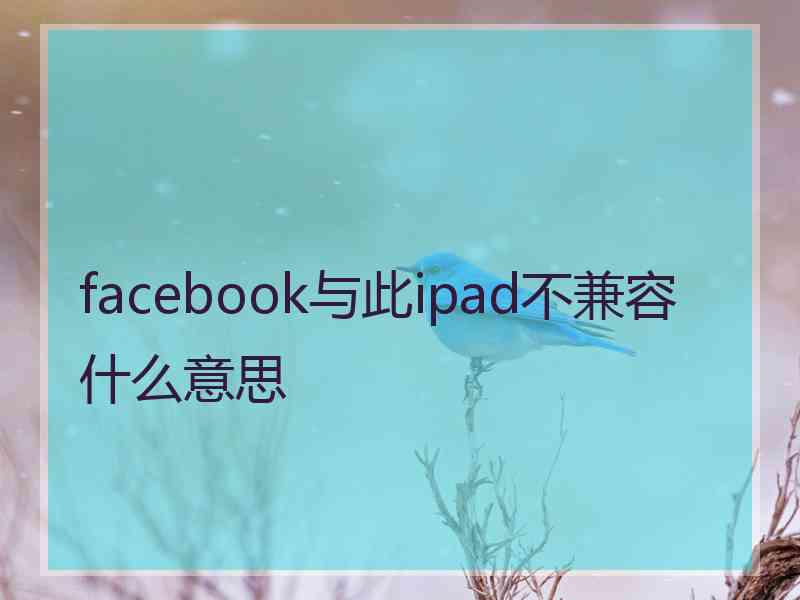 facebook与此ipad不兼容什么意思