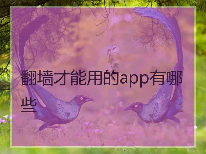 翻墙才能用的app有哪些