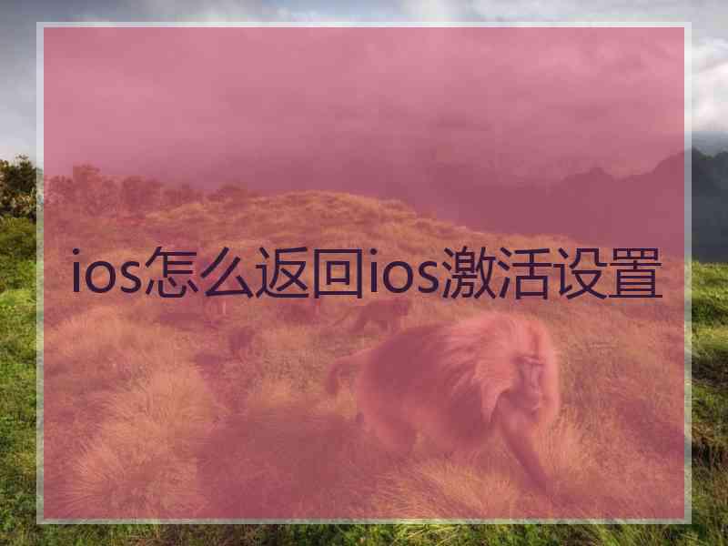 ios怎么返回ios激活设置