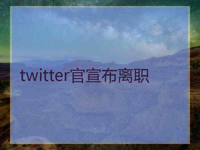 twitter官宣布离职