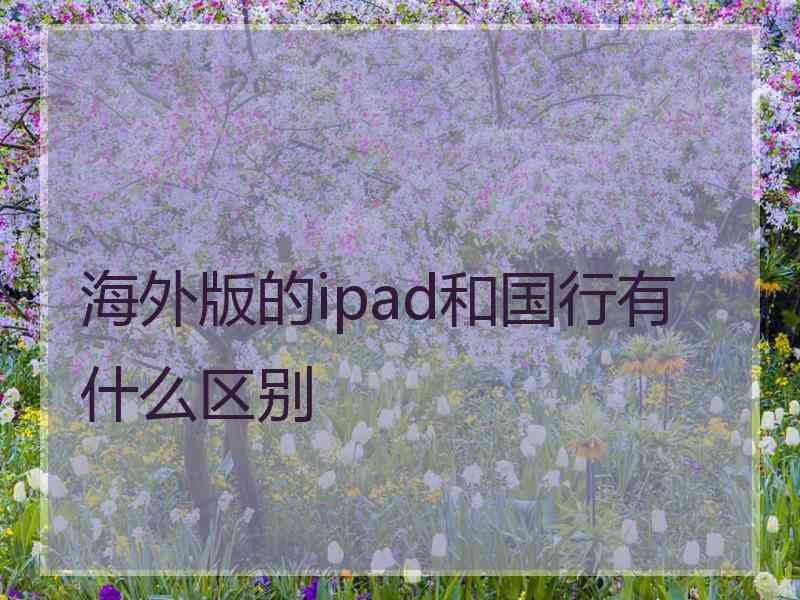 海外版的ipad和国行有什么区别