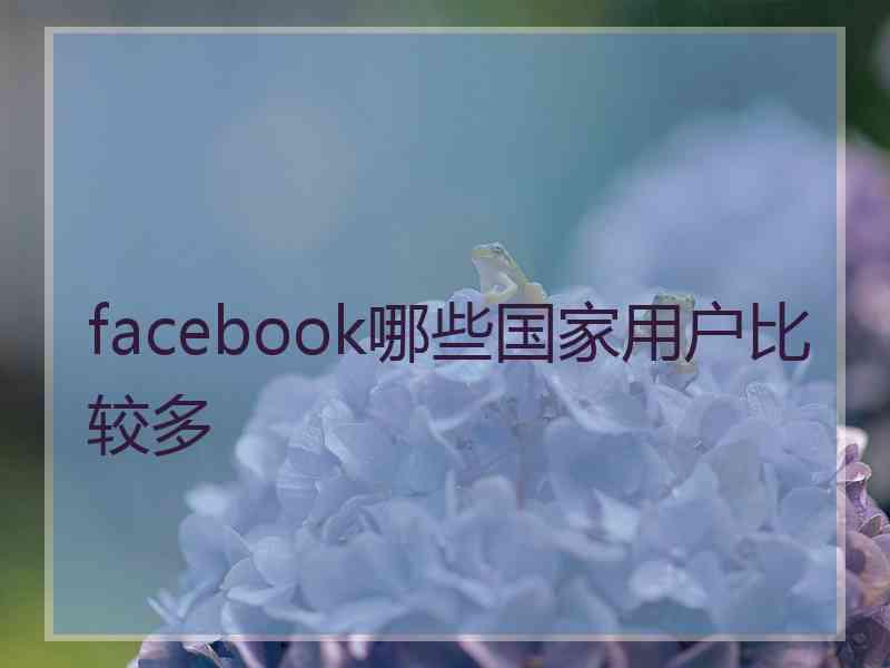 facebook哪些国家用户比较多