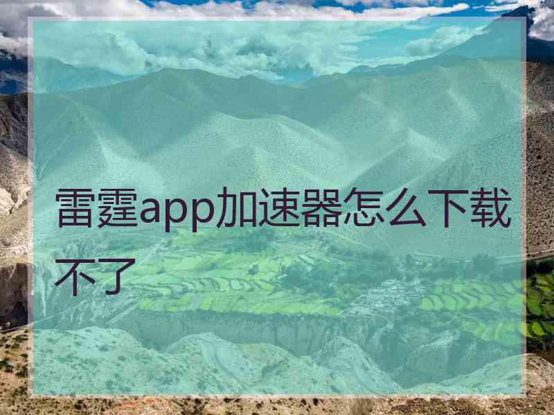 雷霆app加速器怎么下载不了