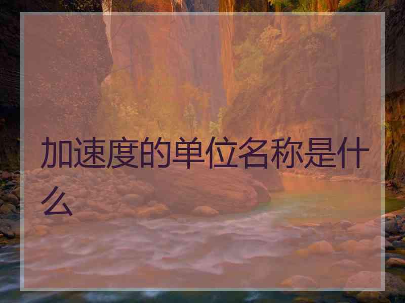 加速度的单位名称是什么